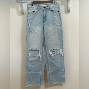 Carly Jean Los Angeles Light Wash Straight Leg Ripped Jeans